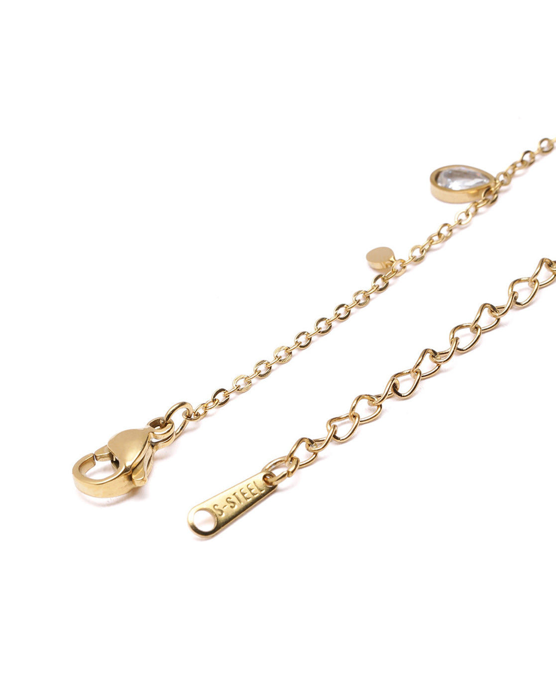 Gold Plated CZ Teardrop Charm Bracelet