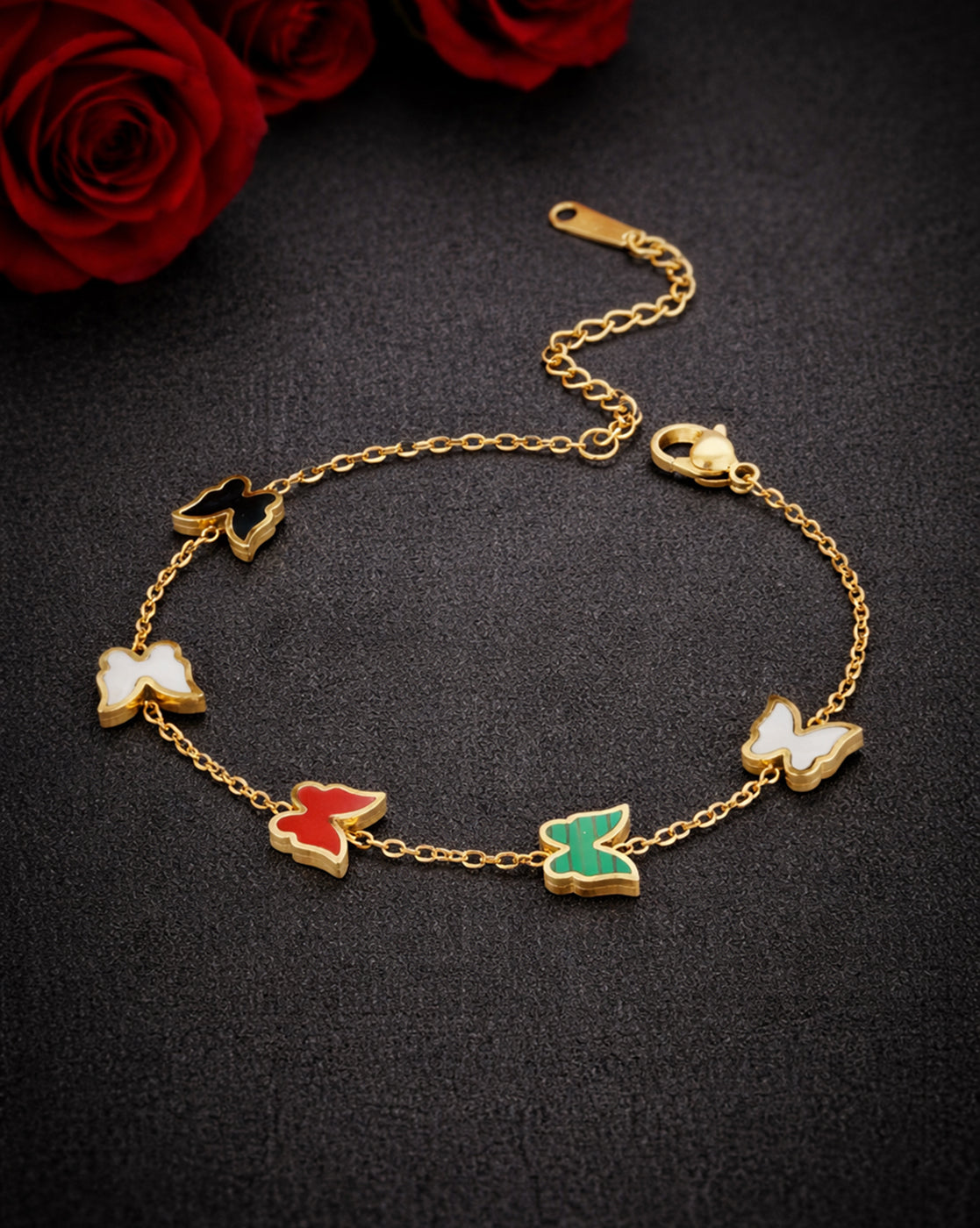 Gold Plated Shell Buterfly Charm Bracelet