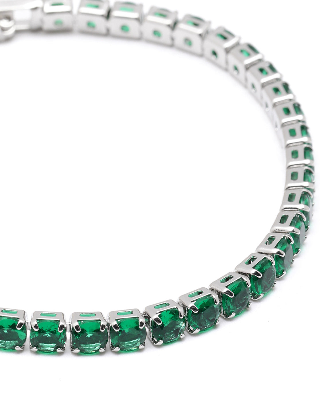 Silver Plated Green CZ Tennis Wraparound Bracelet