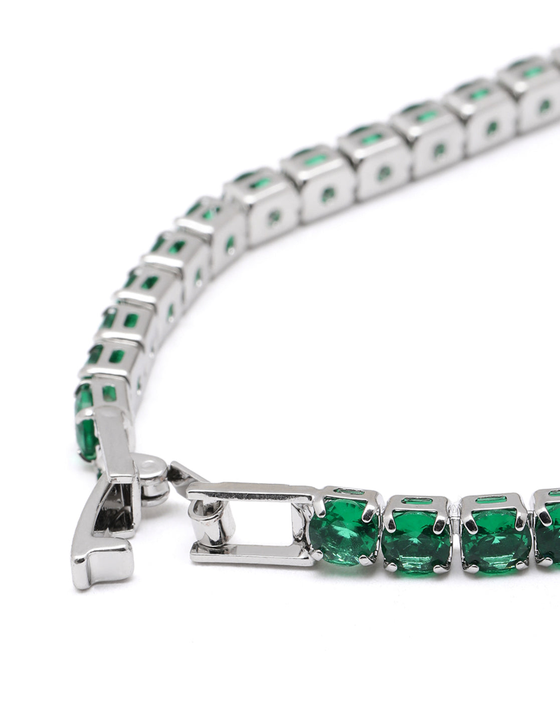 Silver Plated Green CZ Tennis Wraparound Bracelet