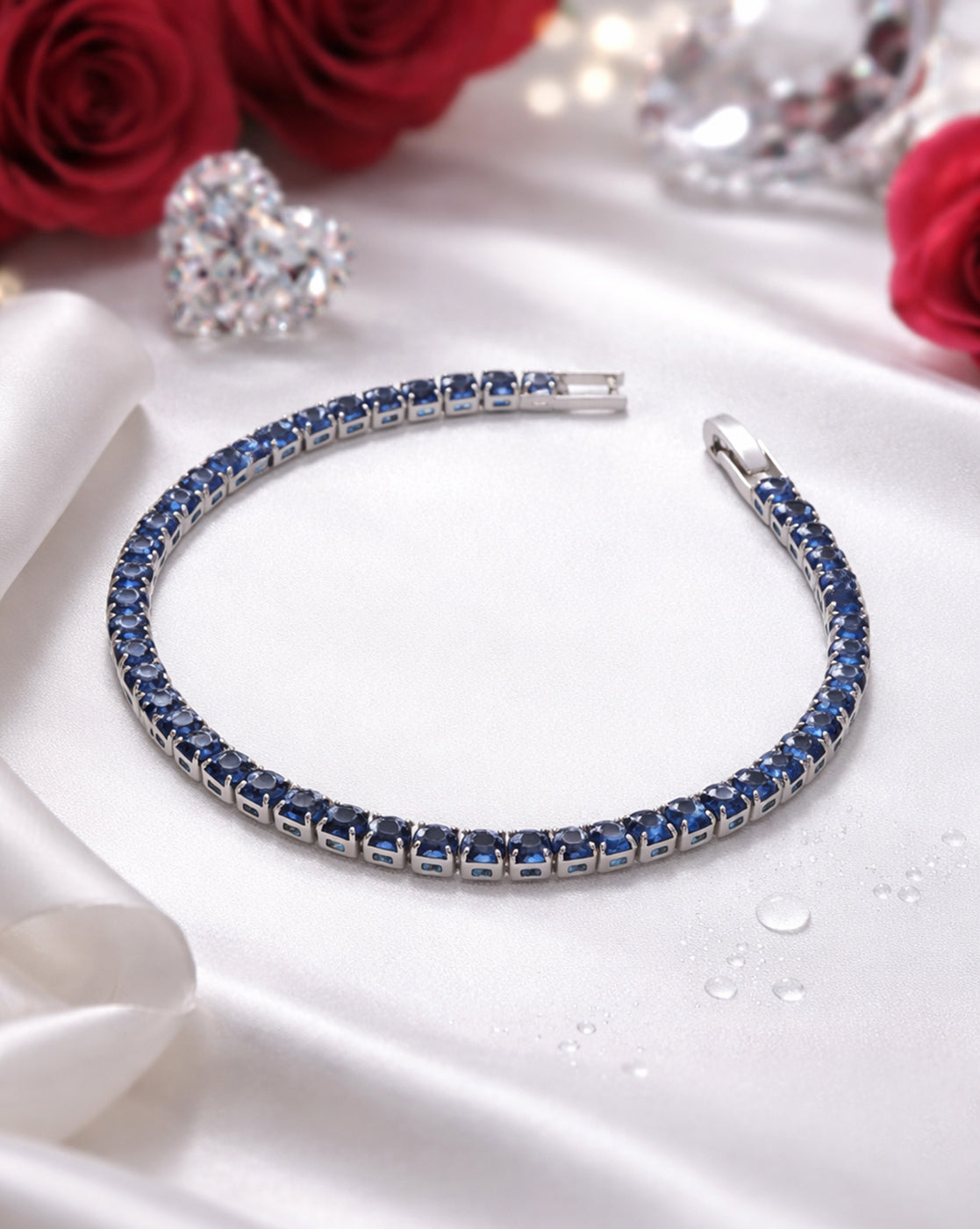 Silver Plated Blue CZ Tennis Wraparound Bracelet