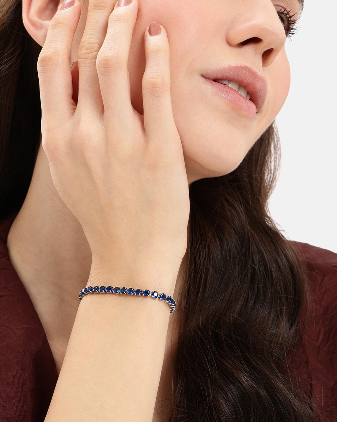 Silver Plated Blue CZ Tennis Wraparound Bracelet