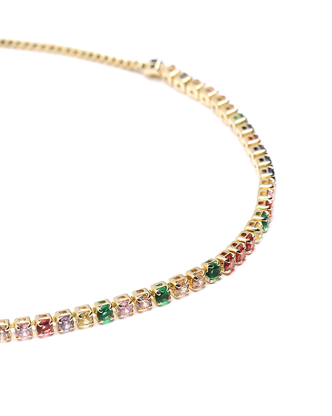 Gold Plated CZ Color Accent Adjustable Bracelet