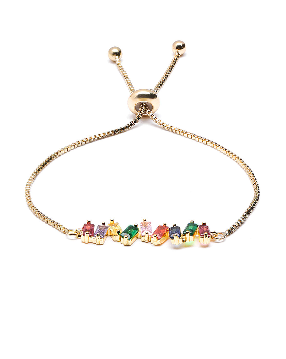 Gold Plated CZ Color Pop Crystal Adjustable Bracelet