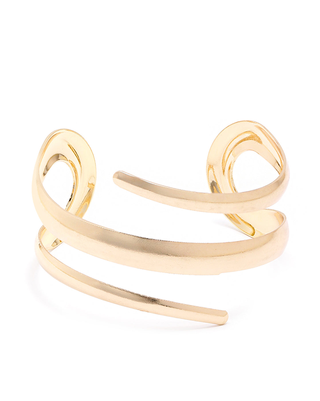 Gold-Plated Sculpted Open Cuff Bracelet and Ring Set