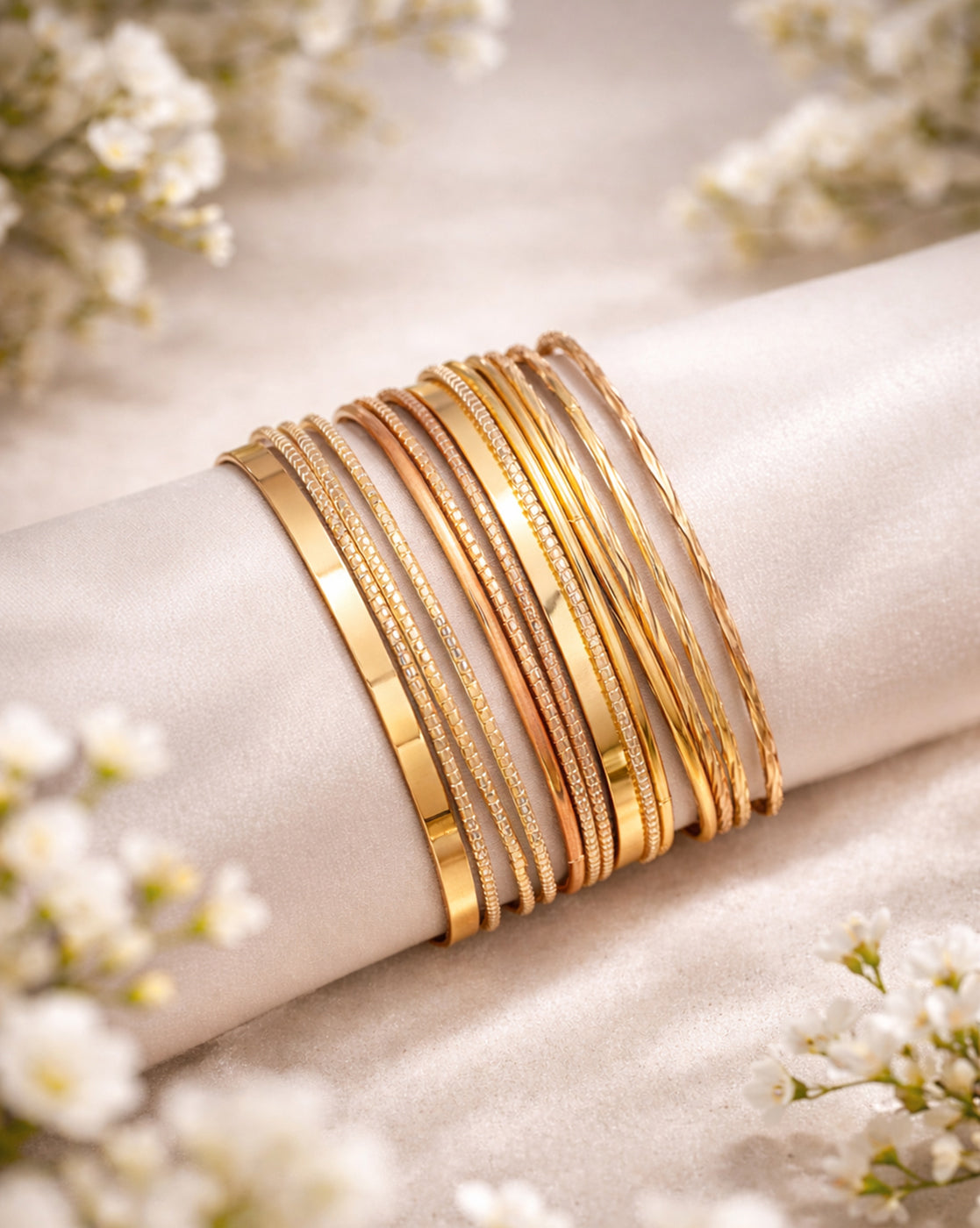 Set of 7 Rose Gold Plated Bangle Set