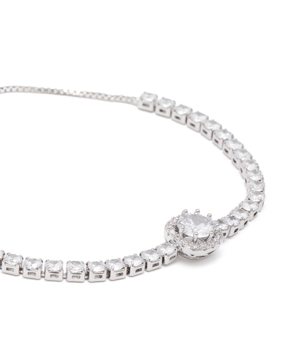 Silver Plated CZ Adjustable Charm Bracelet