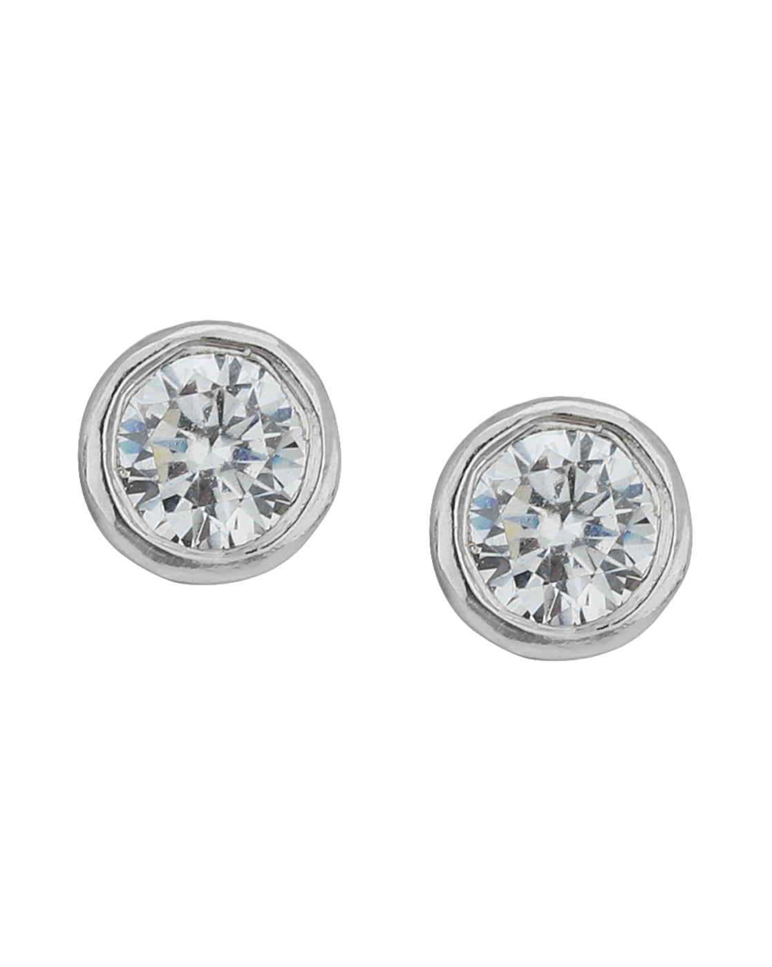 Carlton London Rhodium Plated Cz Circular Stud Earring For Women