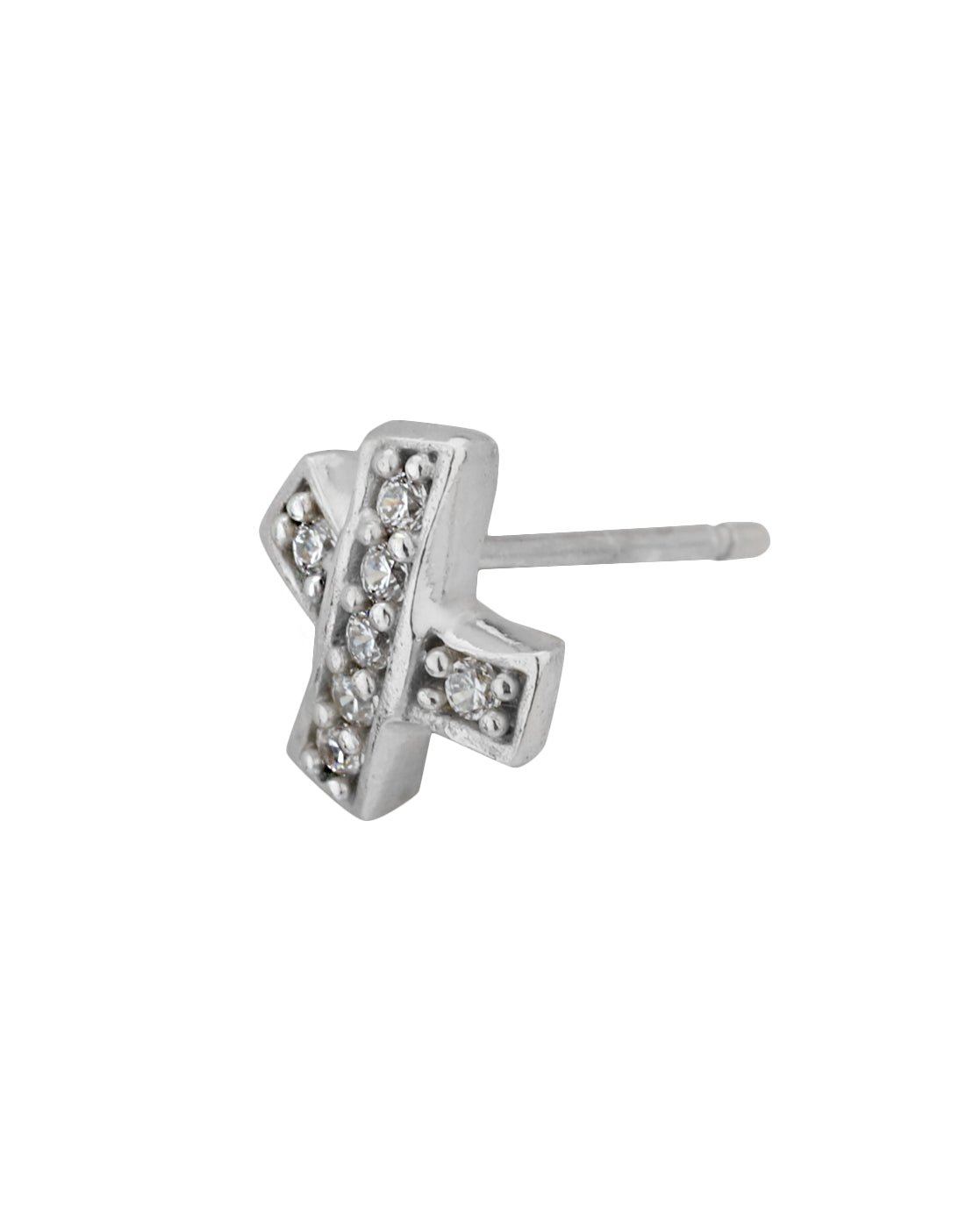Carlton London Rhodium Plated Cz Cross Stud Earring For Women