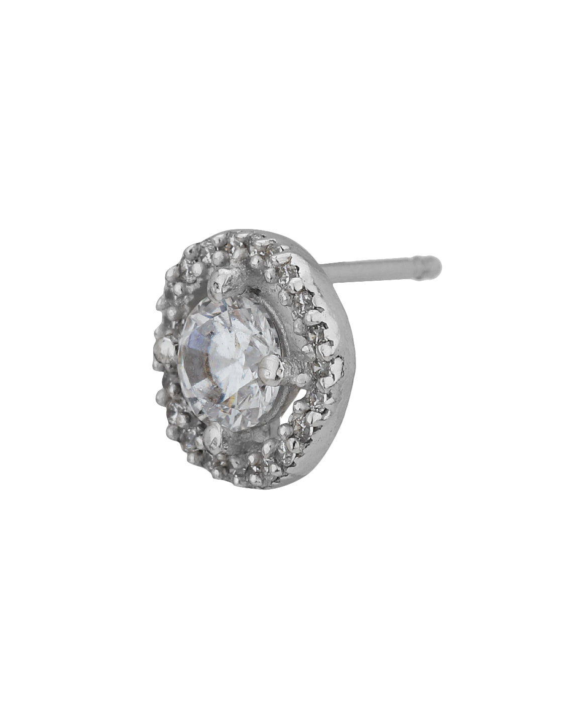 Carlton London Rhodium Plated Cz Circular Stud Earring For Women