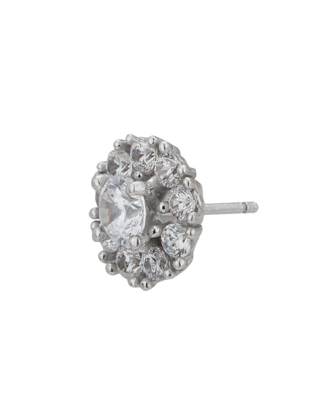 Carlton London Rhodium Plated Cz Circular Stud Earring For Women