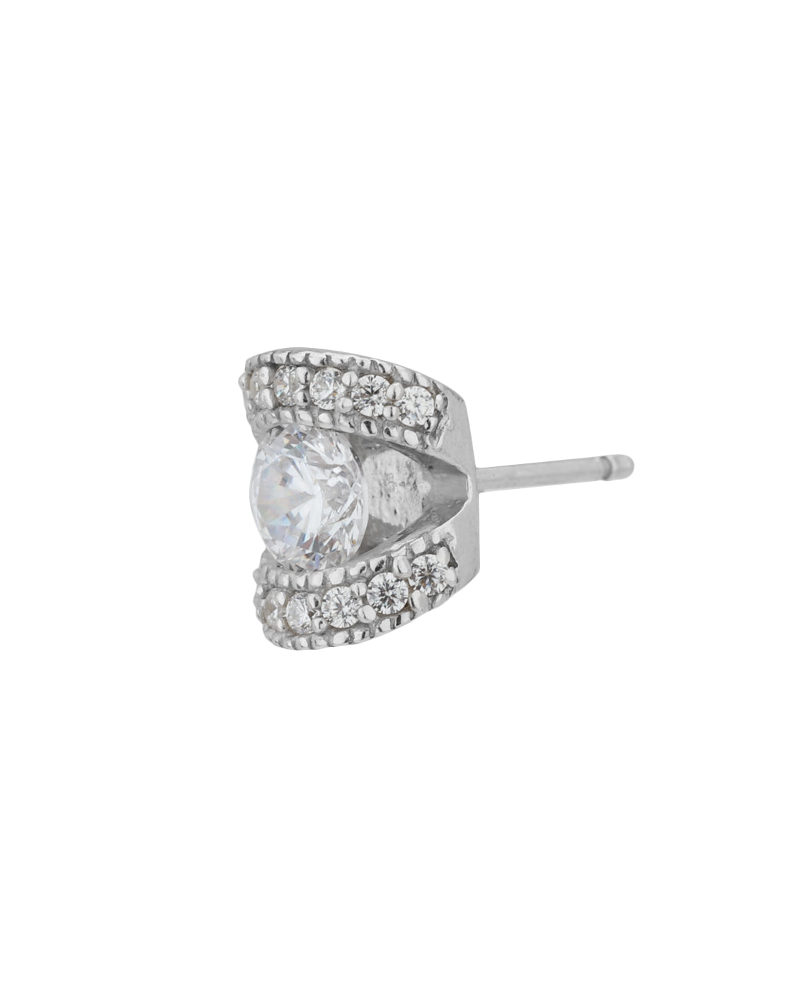 Carlton London Rhodium Plated Cz Contemporary Stud Earring For Women