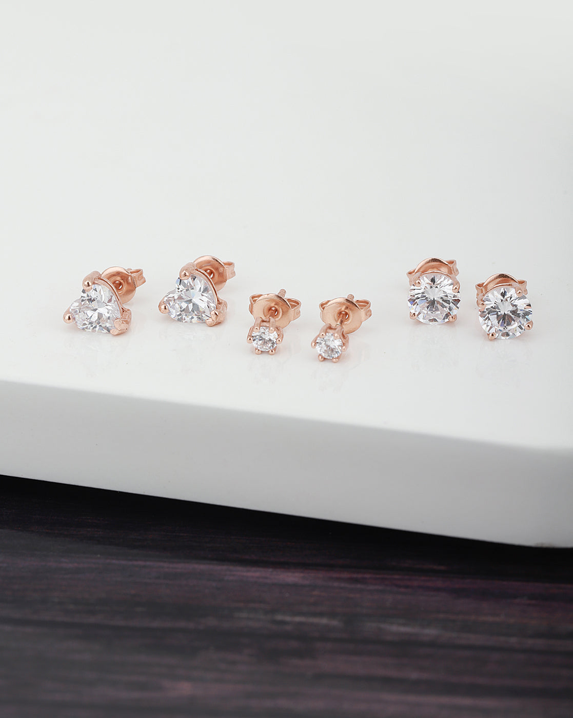 Carlton London Set Of 3 Gold Plated Cz Stud Earring For Women