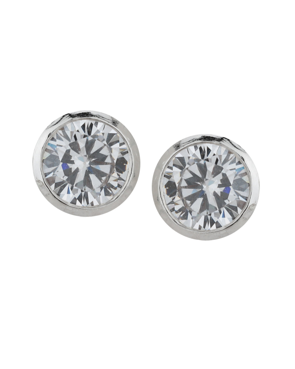 Carlton London Set Of 2 Rhodium Plated Cz Stud Earring For Women