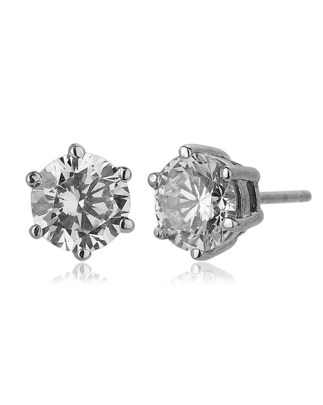 Carlton London Set Of 2 Rhodium Plated Cz Geometric Stud Earring For Women