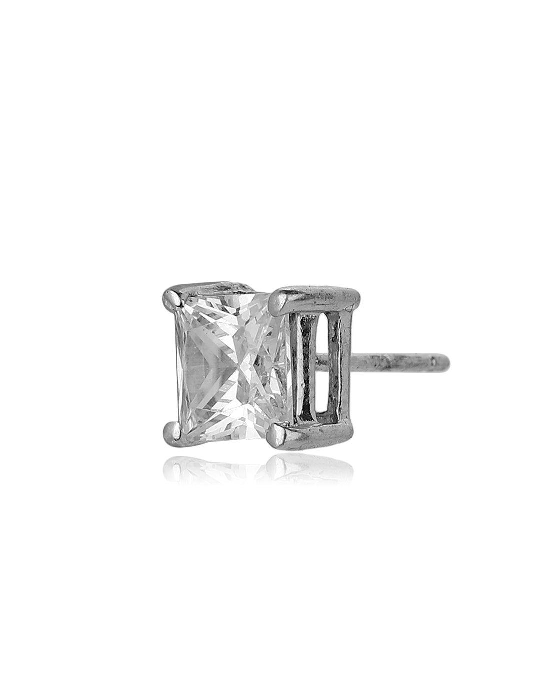 Carlton London Set Of 2 Rhodium Plated Cz Geometric Stud Earring For Women