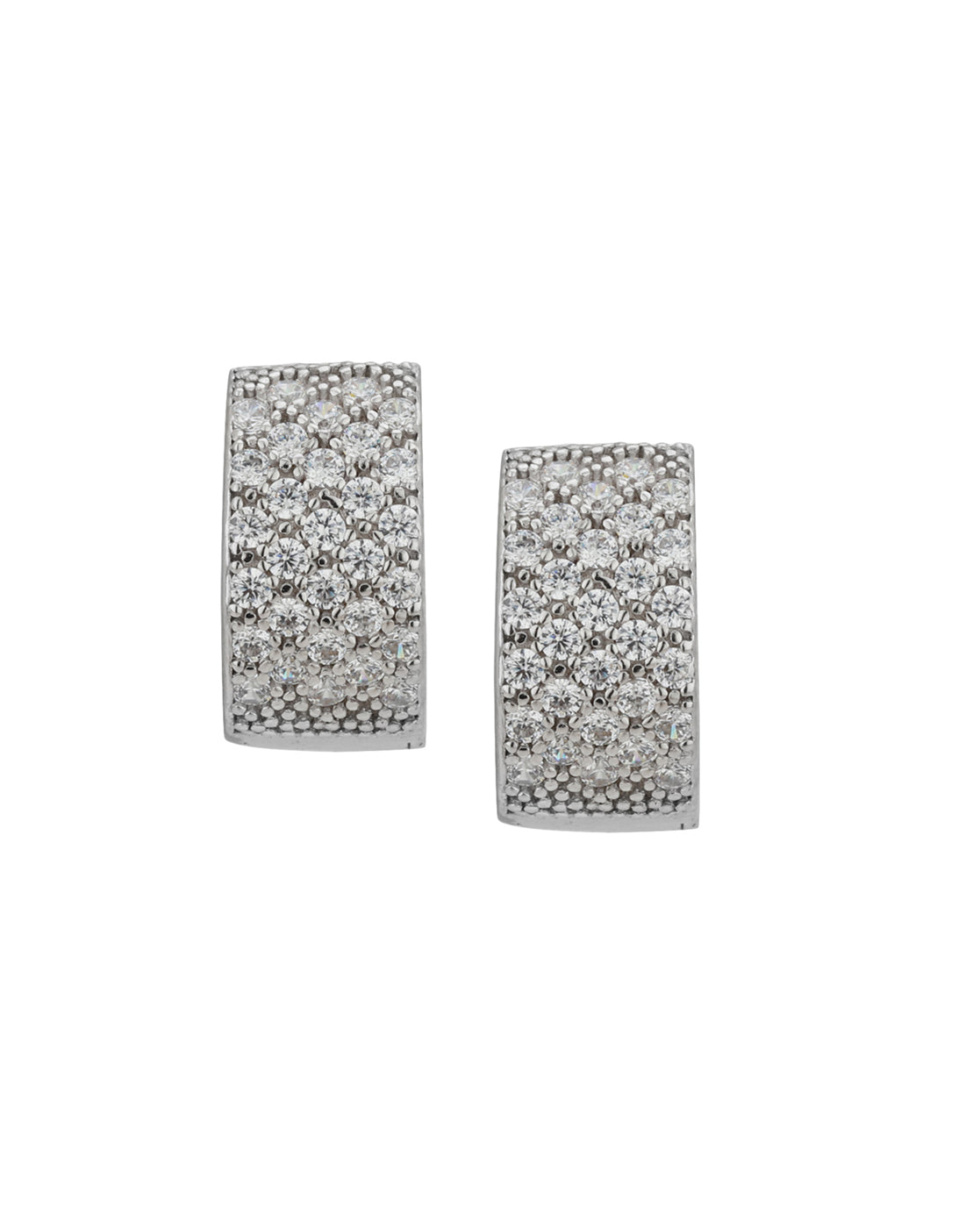 Carlton London Rhodium Plated Cz Circular Hoop Earring For Women