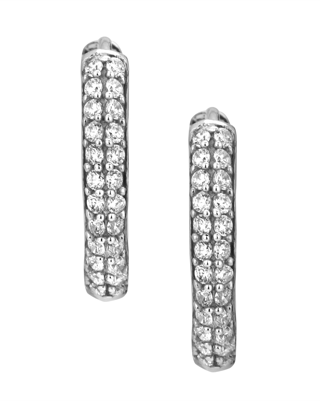 Carlton London Rhodium Plated Cz Stone Hoop Earring For Women