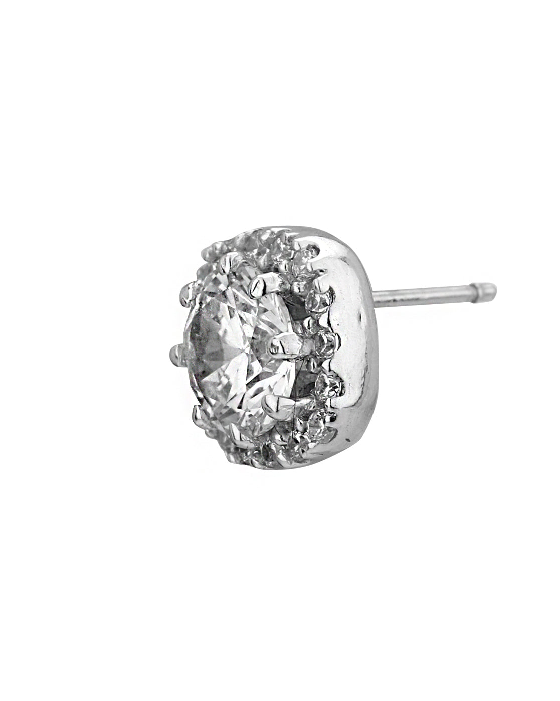Carlton London Rhodium Plated Cz Geometric Stud Earring For Women