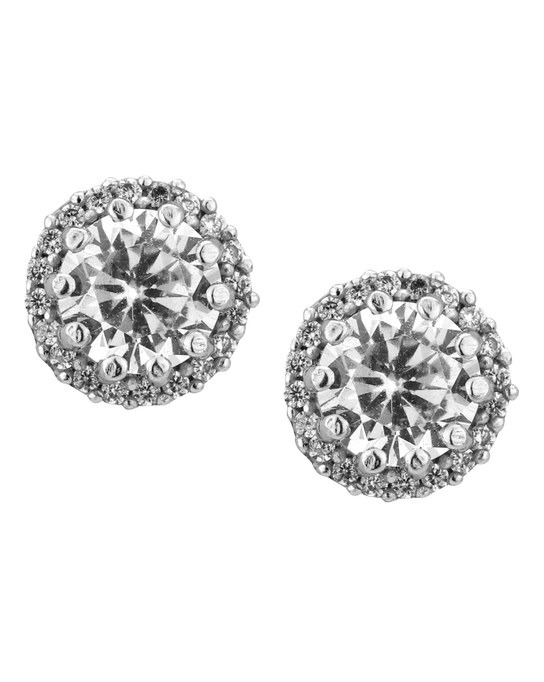 Carlton London Rhodium Plated Cz Circular Stud Earring For Women