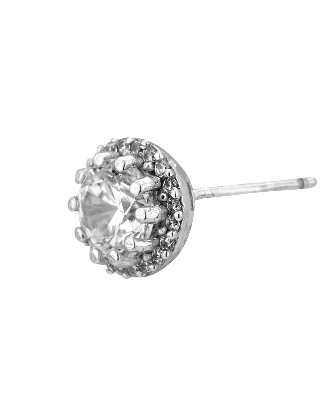 Carlton London Rhodium Plated Cz Circular Stud Earring For Women