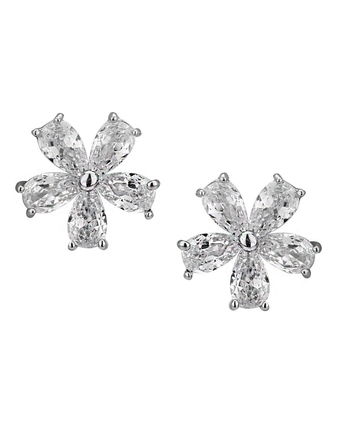 Carlton London Rhodium Plated Cz Floral Stud Earring For Women
