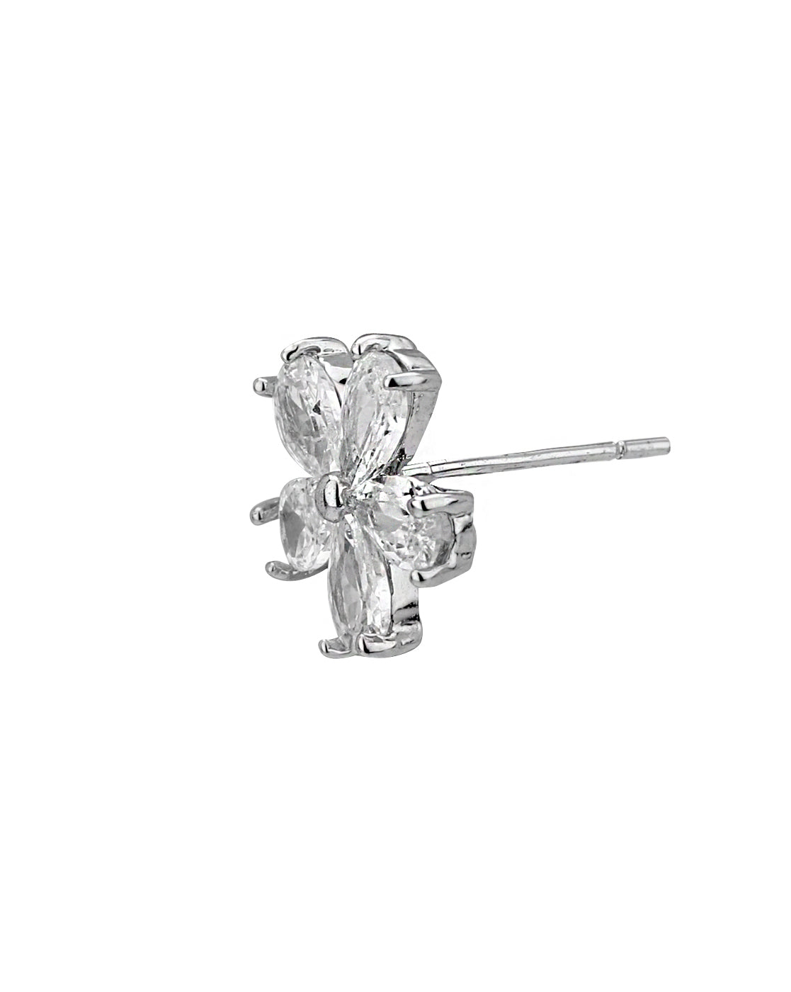 Carlton London Rhodium Plated Cz Floral Stud Earring For Women