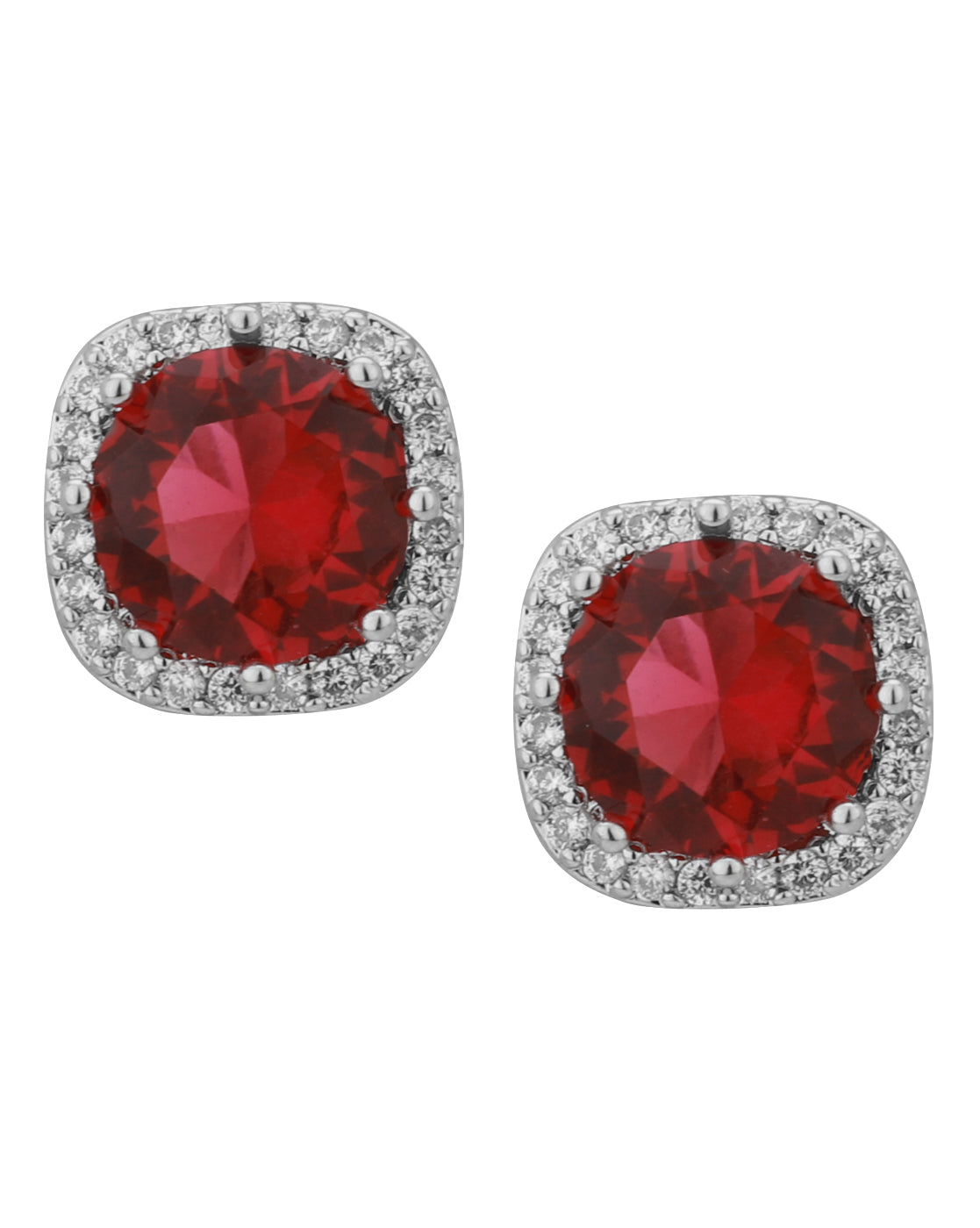 Carlton London Rhodium Plated Cz Square Stud Earring For Women