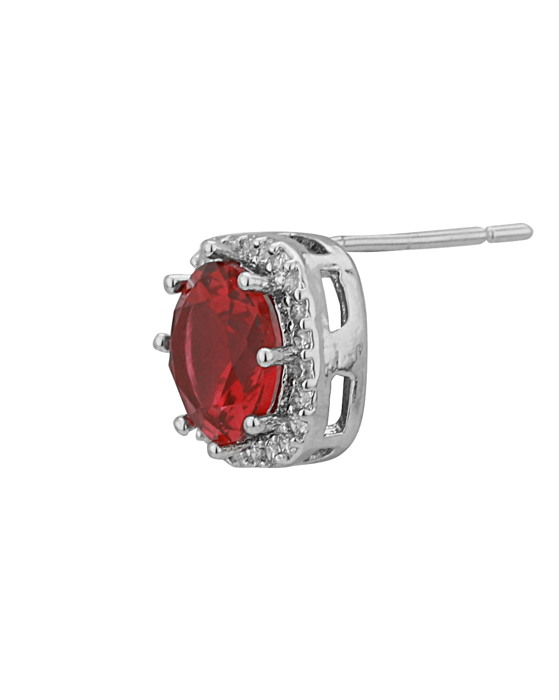 Carlton London Rhodium Plated Cz Square Stud Earring For Women