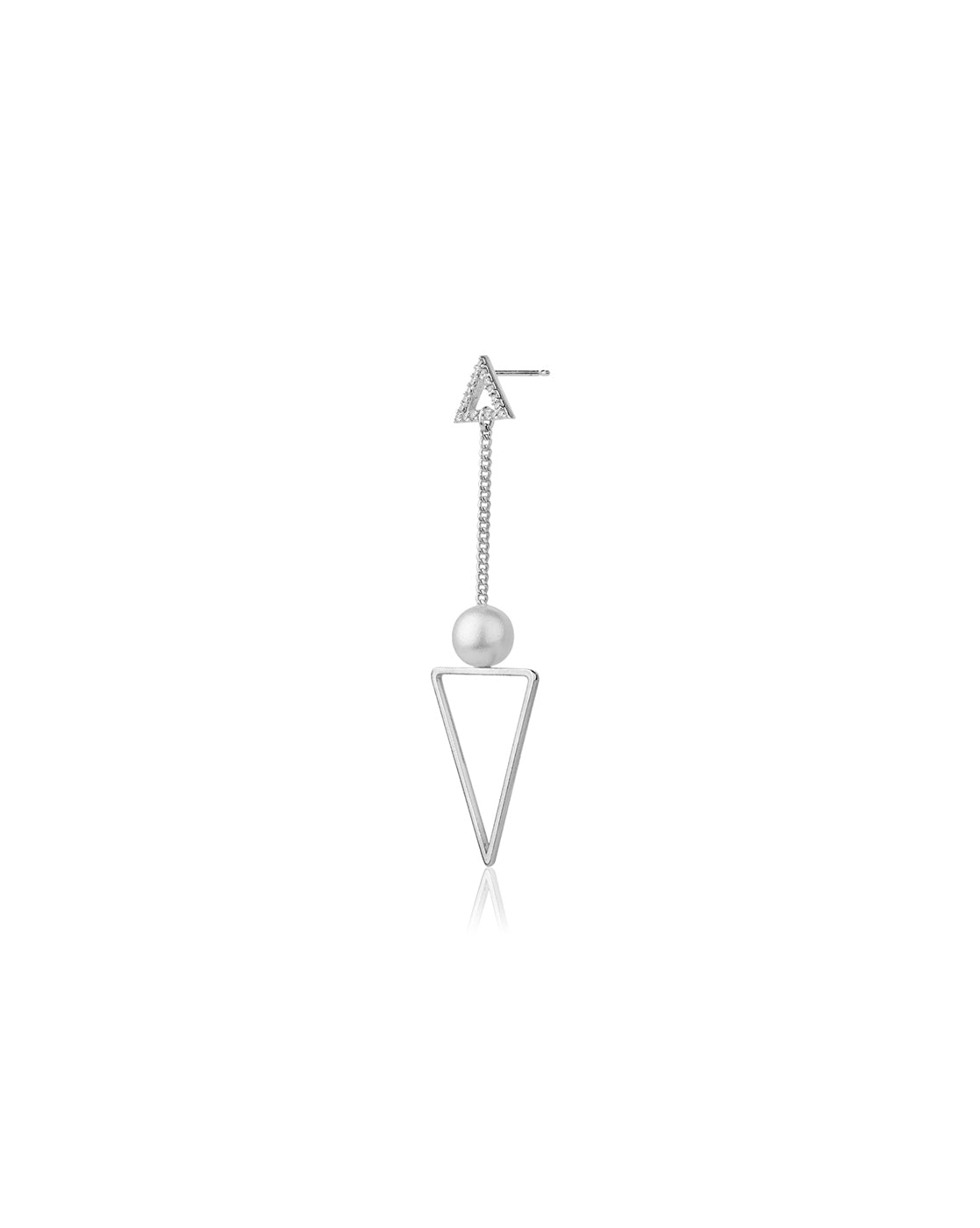 Carlton London Rhodium Plated White Pearl Triangular Drop Earring For Women