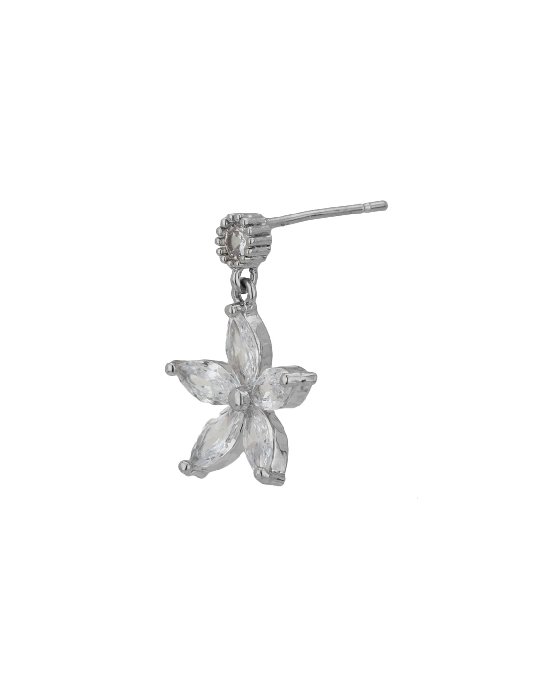 Carlton London Rhodium Plated Cz Floral Drop Earring For Women
