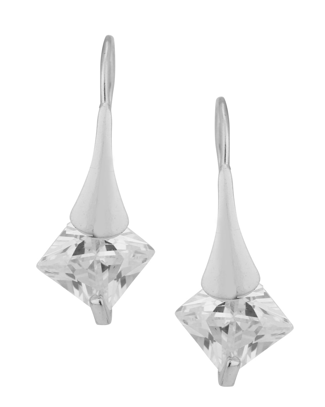 Carlton London Rhodium Plated Drop Earring With Dangling Cz Stone For Women