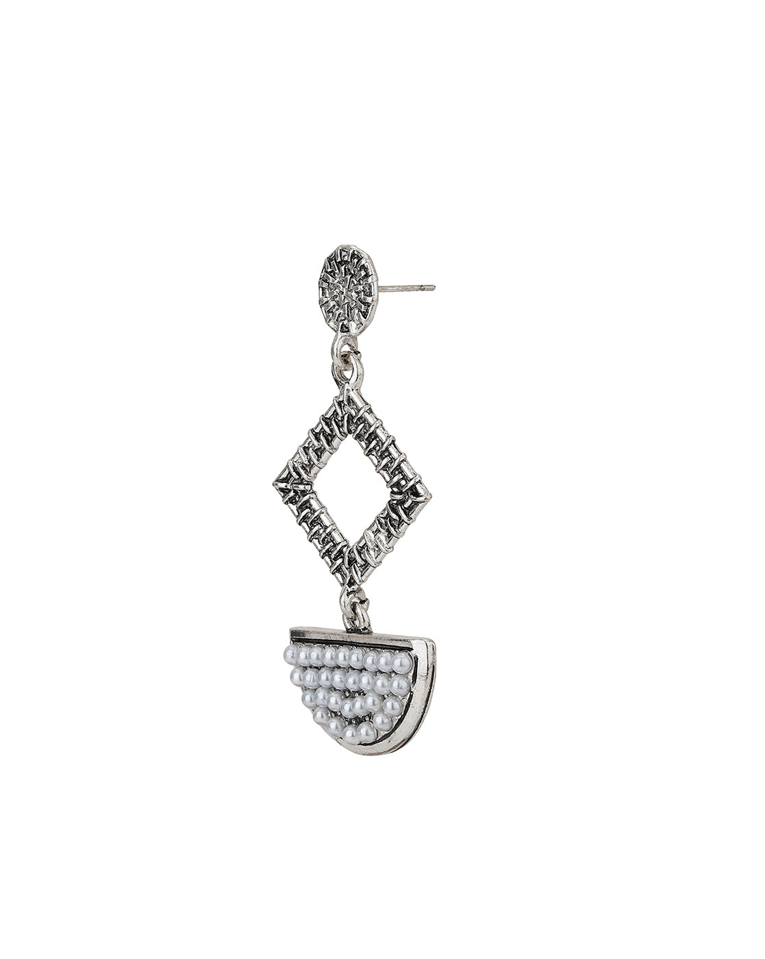 Carlton London Rhodium Plated White Beaded Drop Earring For Women