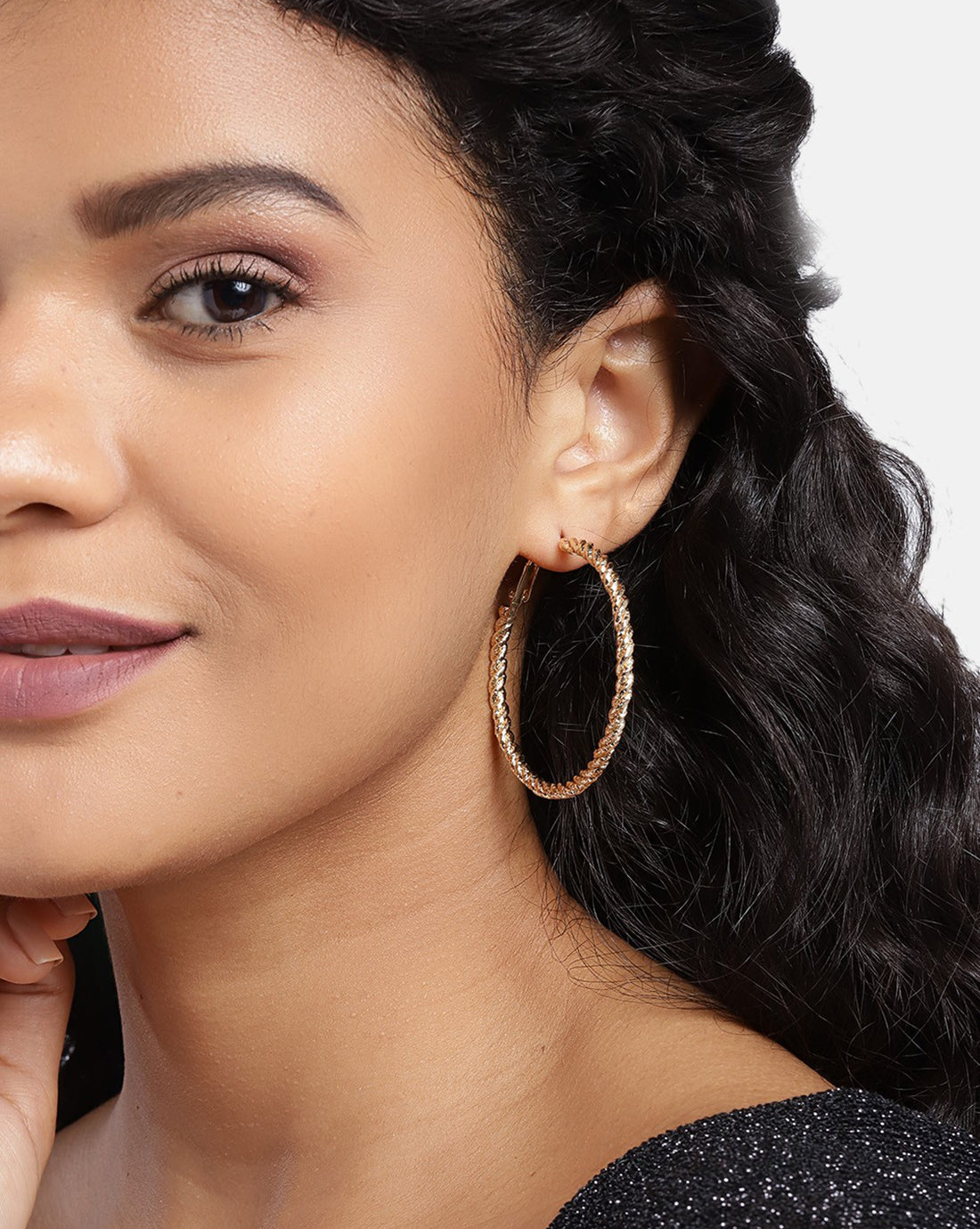 Gold Plated Bold Fancy Hoop Earring for women