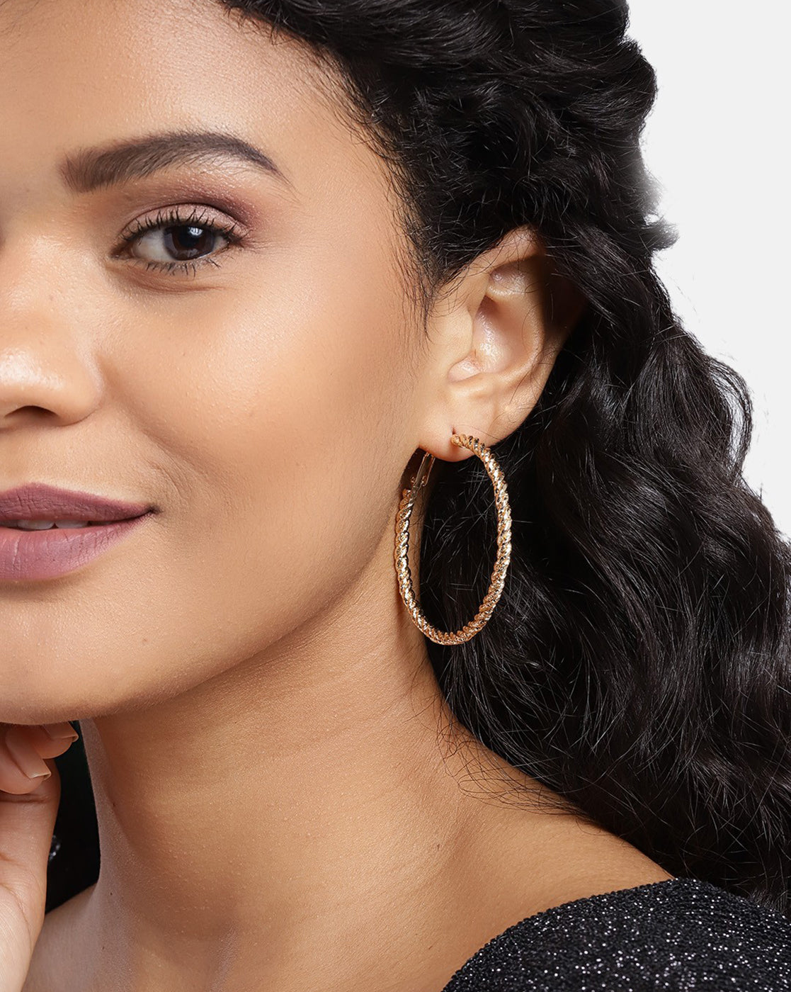 Gold Plated Bold Fancy Hoop Earring for women