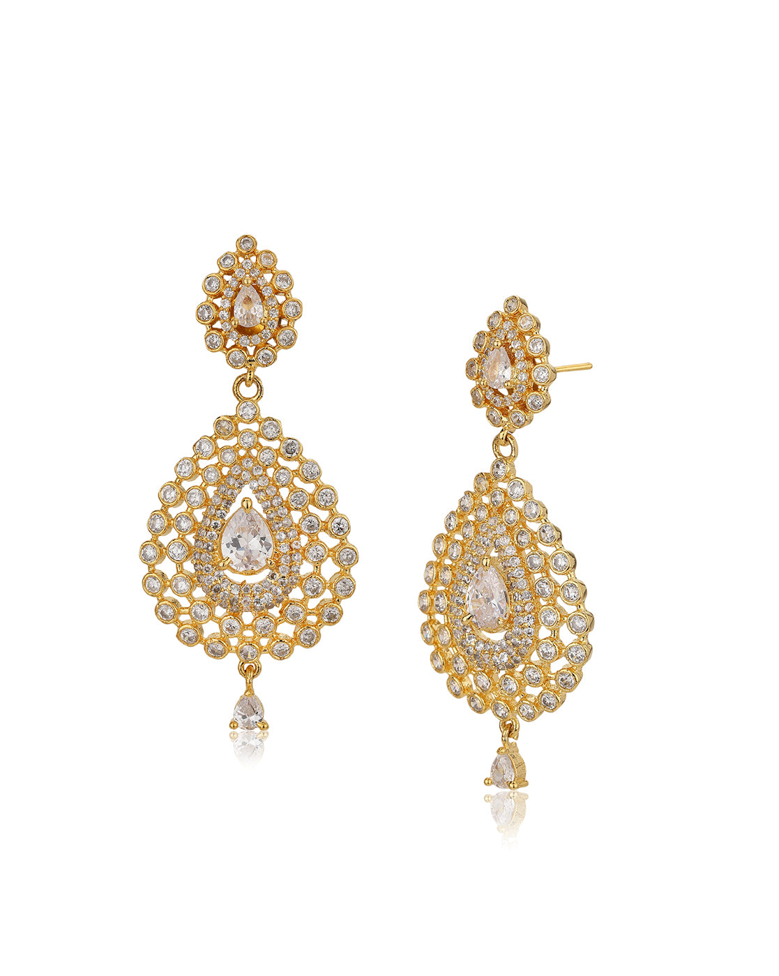 Carlton London Gold Plated Cz Teardrop Drop Earring For Women