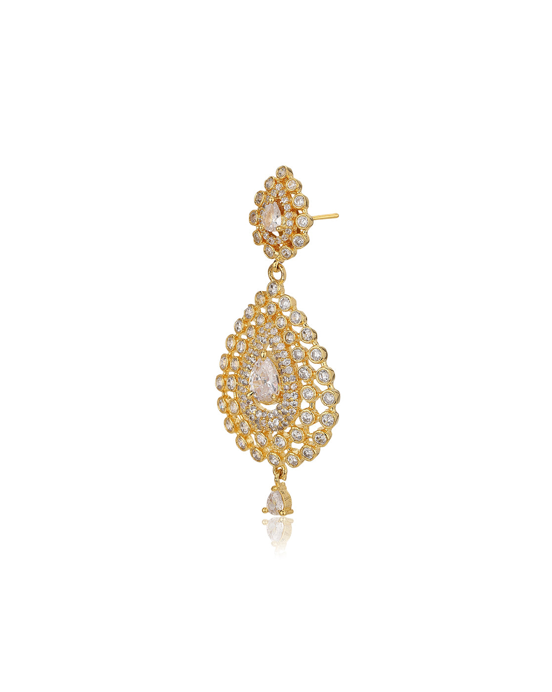 Carlton London Gold Plated Cz Teardrop Drop Earring For Women