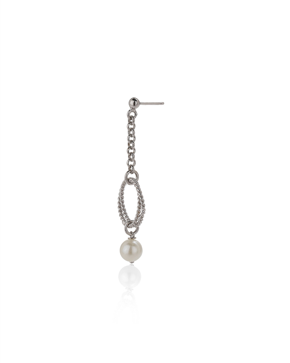 Carlton London Rhodium Plated Contemporary Drop Earring With Dangling Pearl