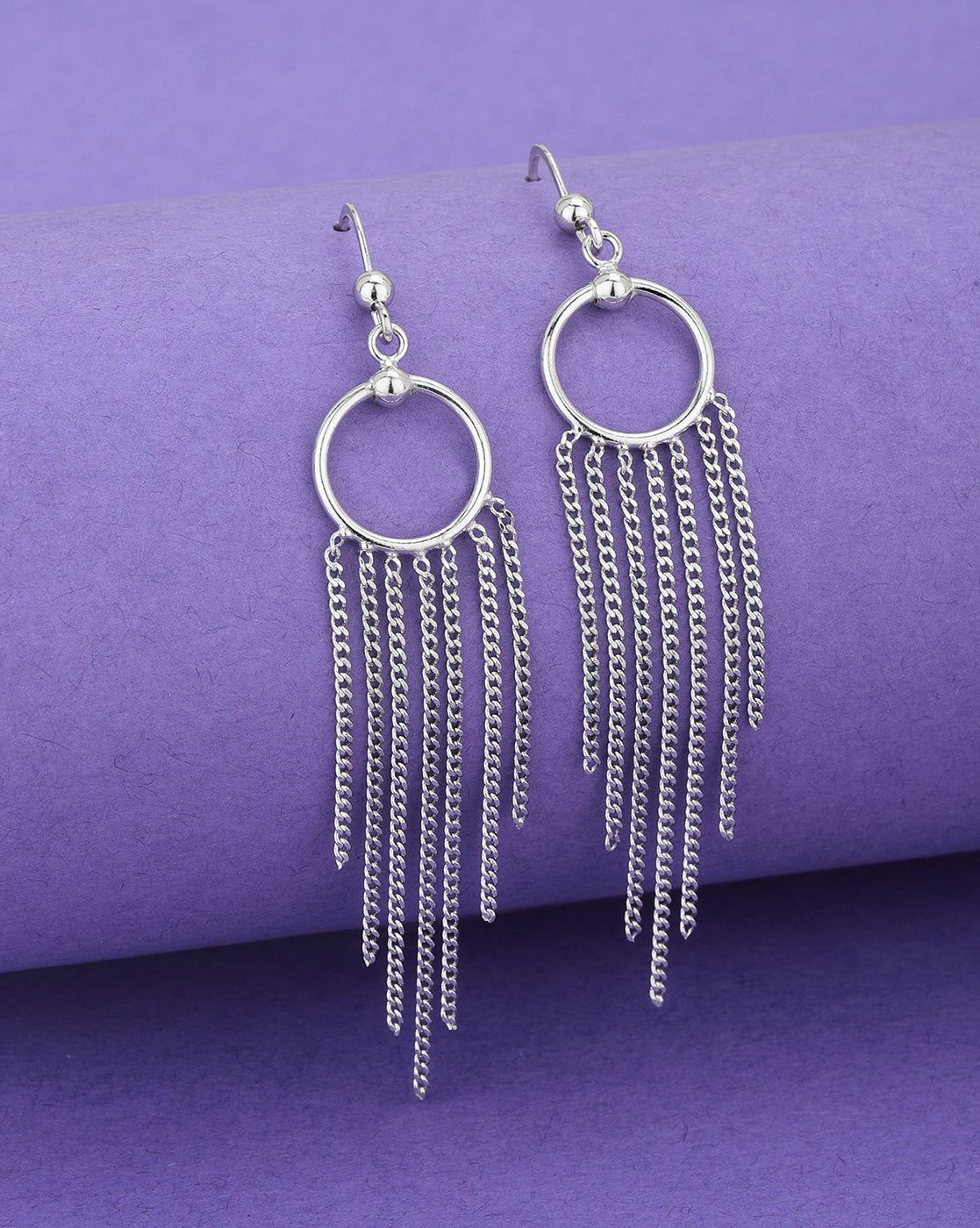 Carlton London Rhodium Plated Contemporary Tasselled Drop Earring For Women