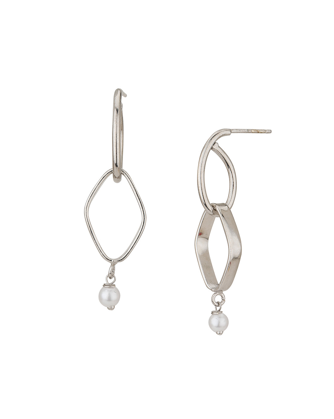 Carlton London Rhodium Plated White Pearl Drop Earring For Women