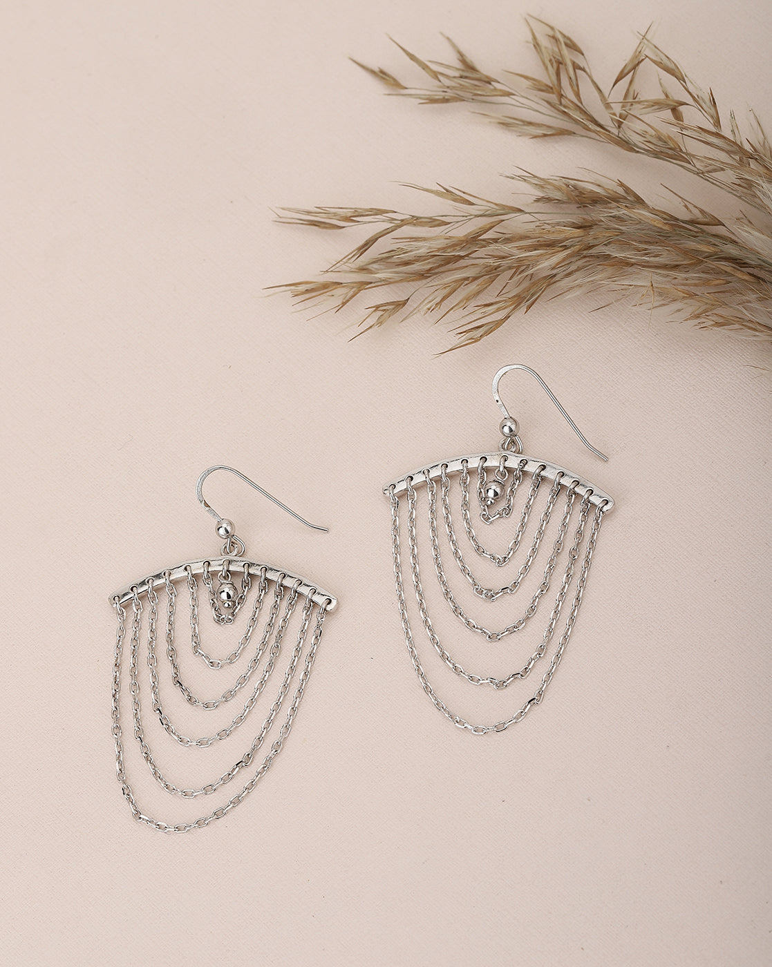 Carlton London Rhodium Plated Layered Contemporary Drop Earring For Women