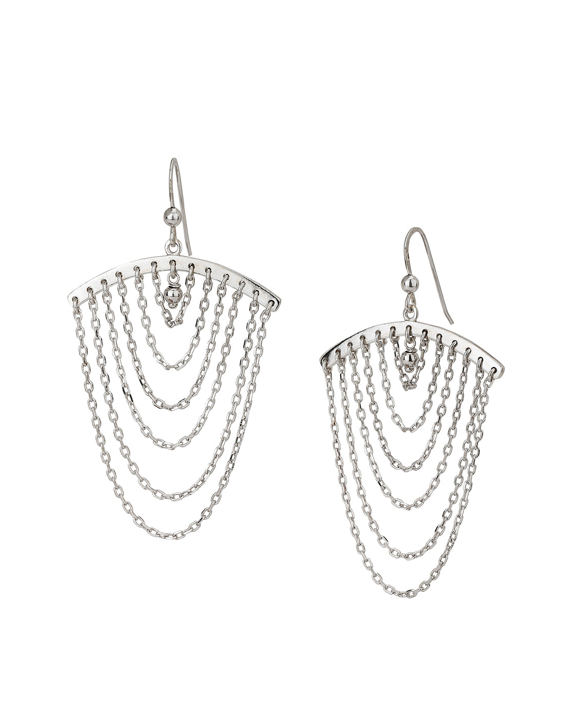 Carlton London Rhodium Plated Layered Contemporary Drop Earring For Women
