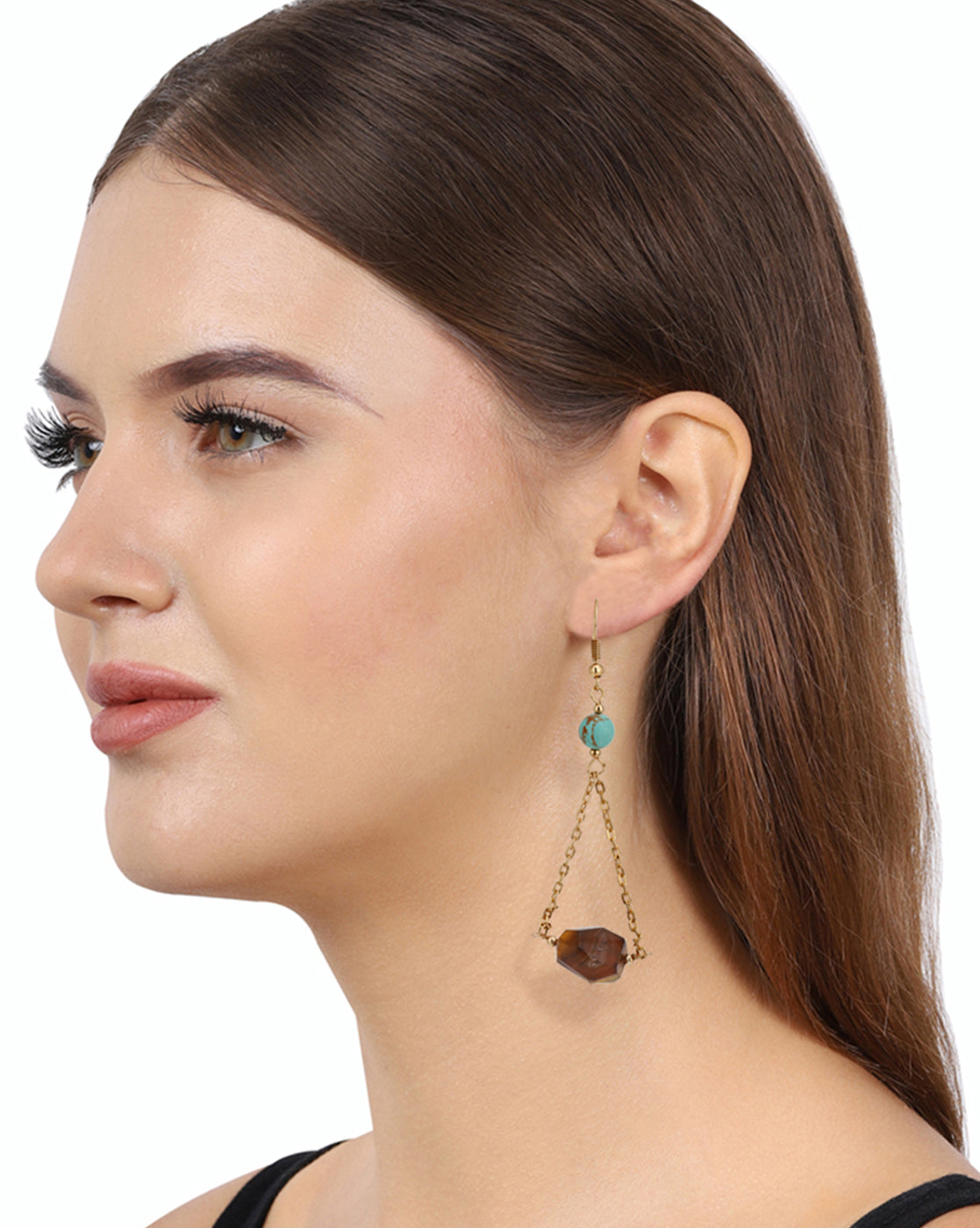 Carlton London Gold Plated Contemporary Drop Earring With Dangling Beads For Women