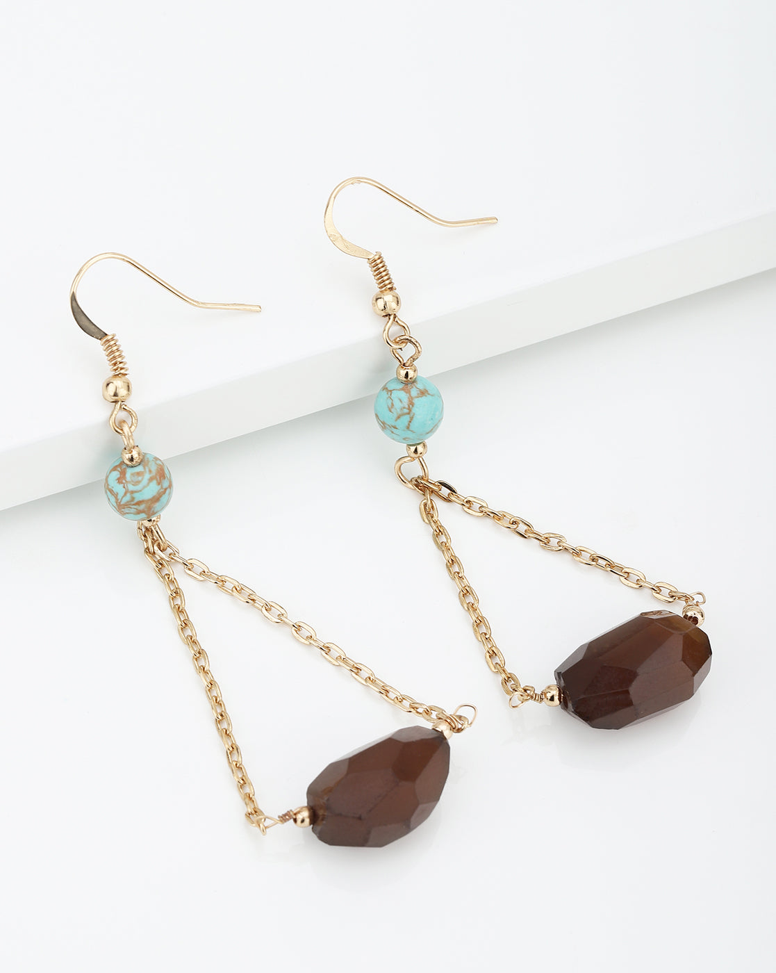 Carlton London Gold Plated Contemporary Drop Earring With Dangling Beads For Women