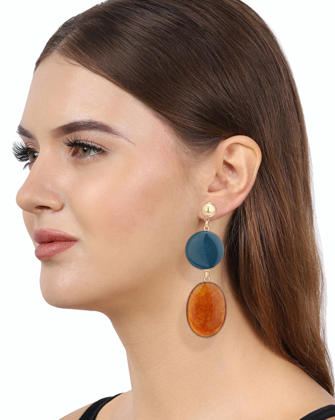Carlton London Gold Plated Enamel With Glass Beads Circular Drop Earring For Women