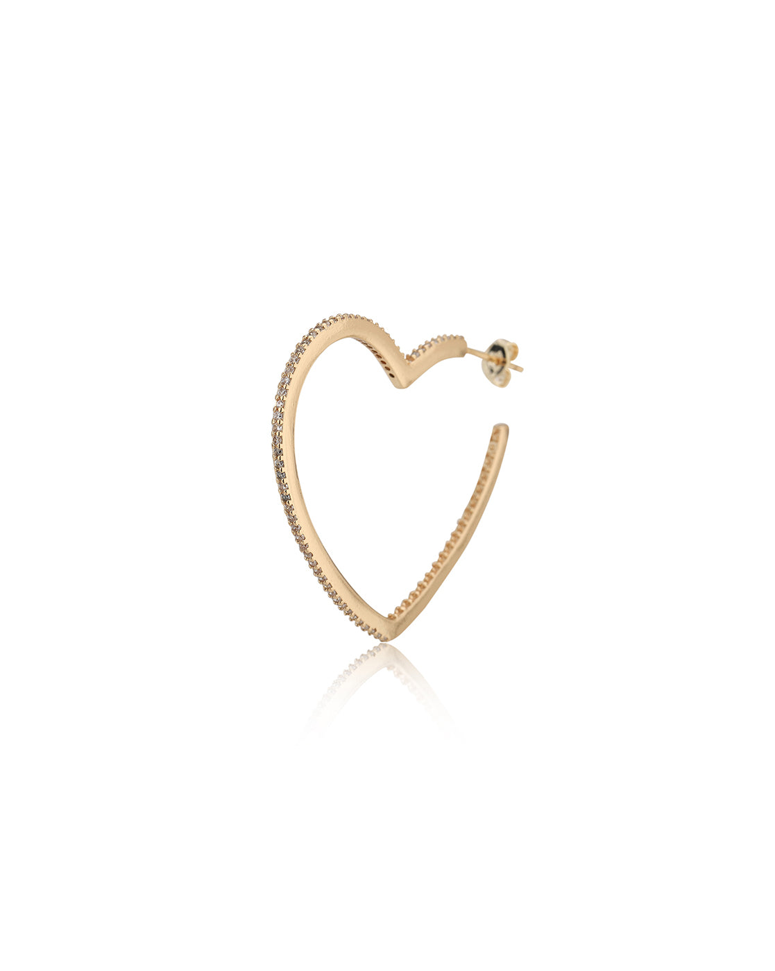 Carlton London Rose Gold Plated Heart Cz Hoop Earring For Women
