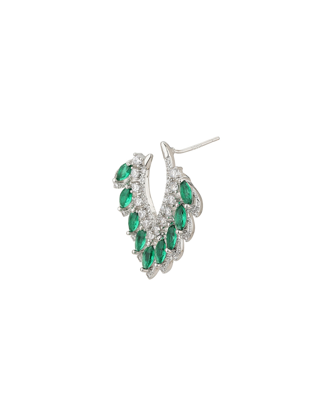 Carlton London Rhodium Plated Green Cz Stud Earring For Women