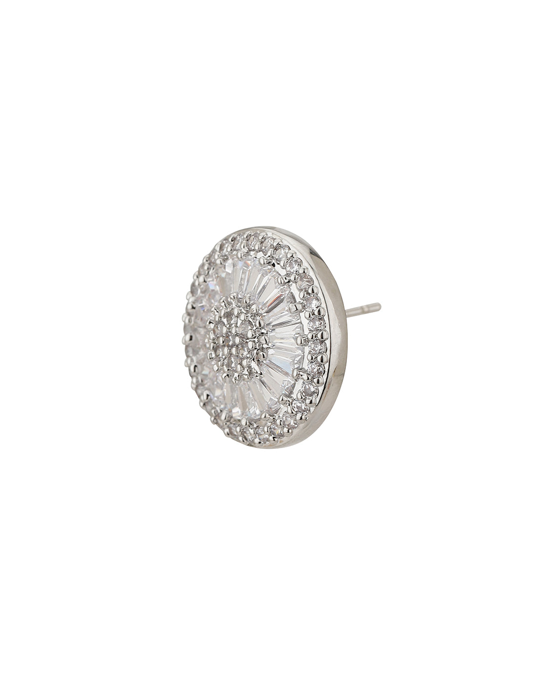 Carlton London Rhodium Plated Cz Oversized Stud Earring For Women