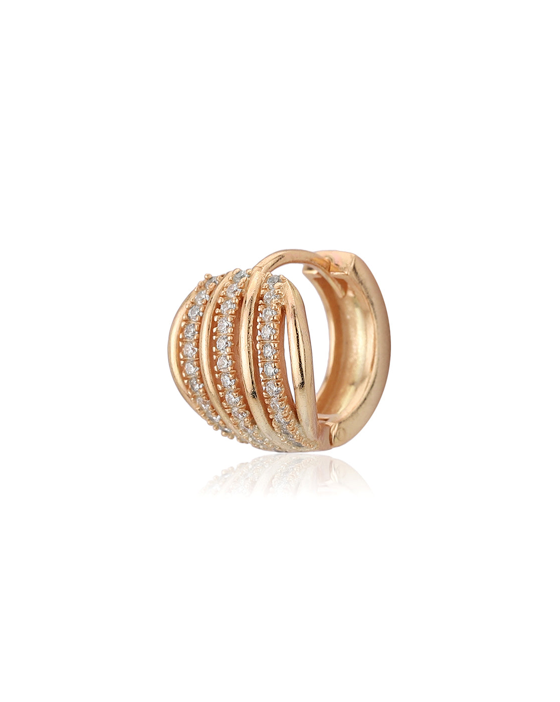 Carlton London Rose Gold Plated Cz Contemporary Hoop Earring For Women