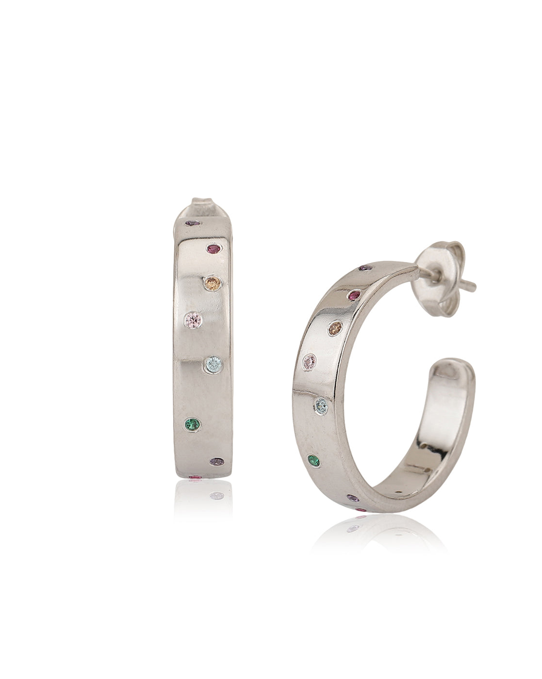 Carlton London Rhodium Plated Cz Half Hoop Earring For Women